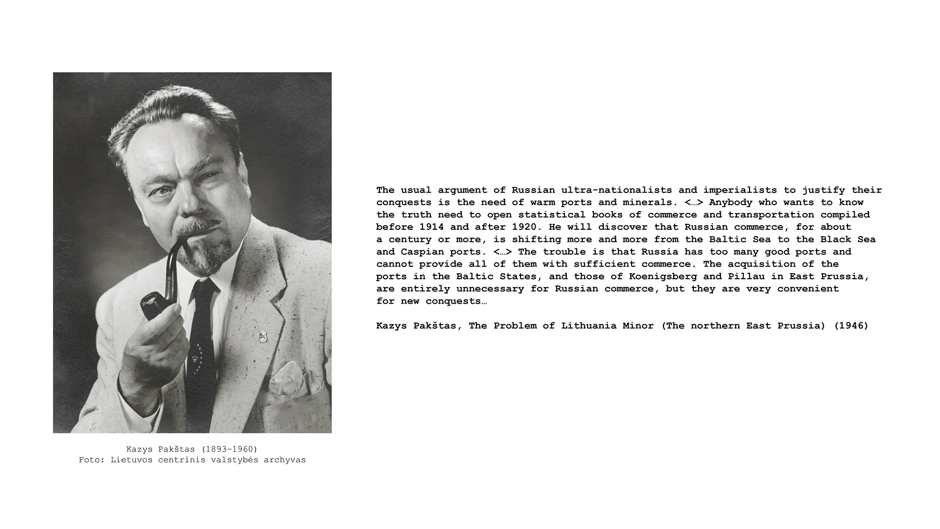 Kazio Pakšto svarstymai apie „neužšąlančio uosto“ argumentą 1946 m. publikacijoje